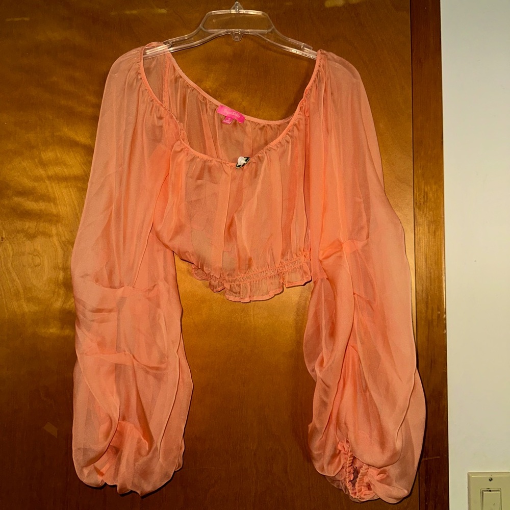 Peach Mesh Top